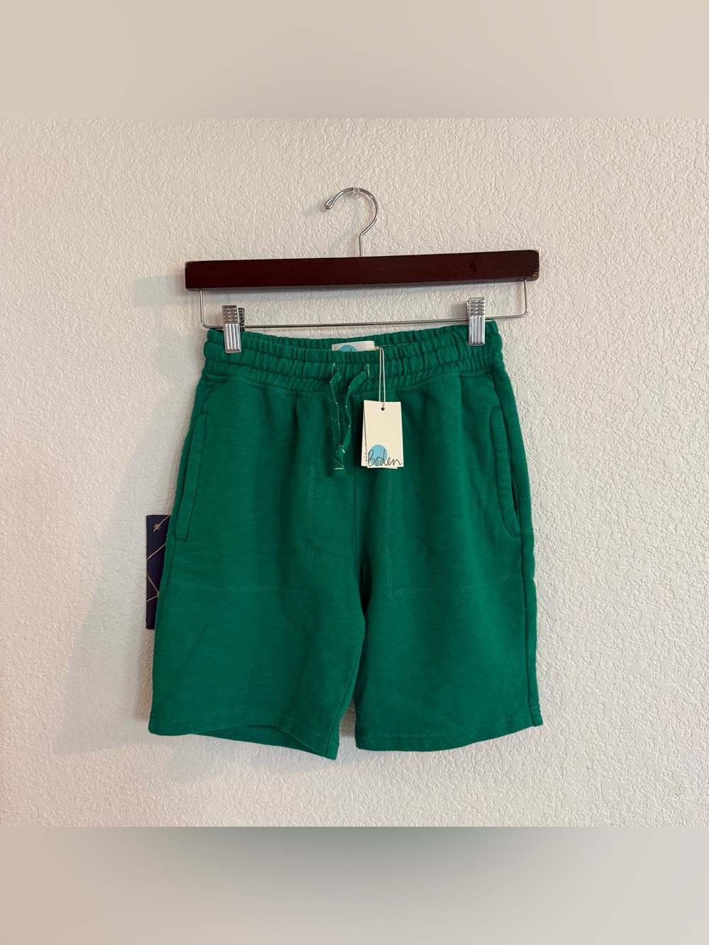 Mini Boden Kids Boys Shorts Green Sweats Pull On Drawstring Size 12